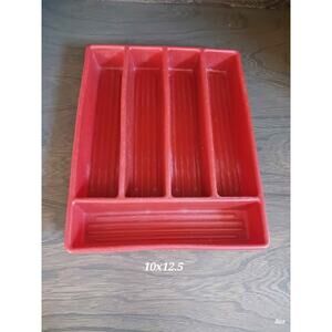 Vintage Mid Century orange silverware draw tray
